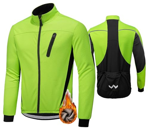 HOMTOL Uomo Giacca da ciclismo Fodera in pile polare Impermeabile Giacca termica invernale da ciclismo Antivento Giacca in pile MTB