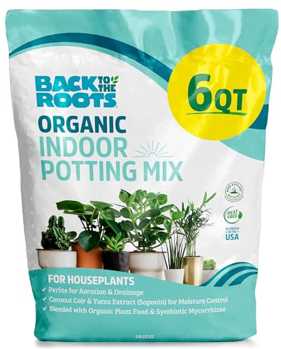 Back to the Roots 100% Organic Indoor Potting Mix (6 Quart), Promotes Healthy Houseplant Growth, Made in The USA