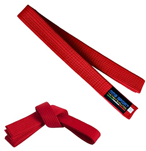 mmasport Ceinture Karaté Judo Aïkido Taekwondo Arts Martiaux en Coton (260 cm, Rouge)