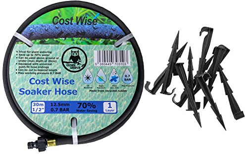 Garden Irrigation/Watering 97 ft (30m) Soaker Hose/Leaky Pipe/Porous/drip-line with 20 Ground PEGS+Fittings