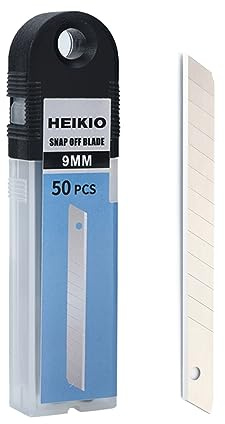 HEIKIO 9mm Snap-off Blades, 50-pack, 60 Degree Cutting Angle, Replacement Blades for 9mm Utility Knives and Box Cutters, Quality Steel Made and Sharp