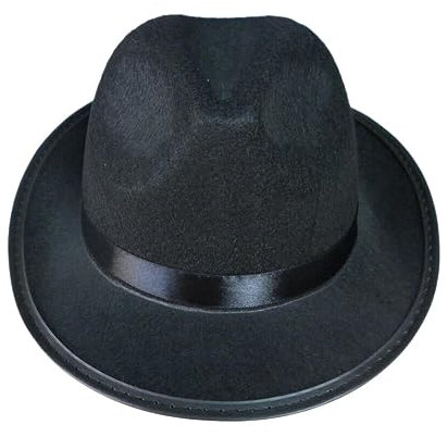 Upstore Klassische Manhattan-Mütze für Herren, strukturiert, Gangster-Trilby, Fedora-Hut, kurze Krempe, Derby-Hut, Jazz-Kappe mit Gürtelband