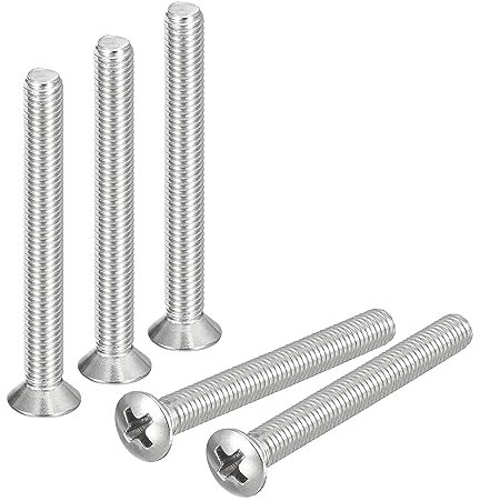 sourcing map Tornillos Phillips de cabeza ovalada M5 x 60 mm, 25 tornillos de cabeza avellanada ligeramente elevados de acero inoxidable 304