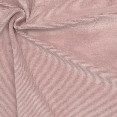 STOFFKONTOR Feincord Jersey Stoff - Meterware, Farbe Rosé - zum Nähen von Bekleidung, Kissen, Dekorationen uvm.