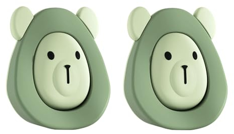 Groyells fermaporta versatile, maniglia pratica e ferma porta da pavimento, set di 2 cunei fermaporta in gomma, autoadesivi da muro, animali in silicone, verde