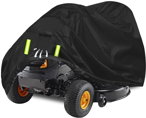 YBYHFAA Copertura per Trattorini da Giardino, 100% Impermeabile Copertura per Tosaerba da Equitazione, 600D Oxford Copertura per Trattorino Rasaerba, Anti-UV, Tear Resistant (177 x 110 x 110 cm,Nero)