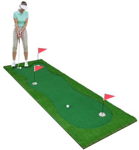LIFEZEAL Tappetino da Golf Professionale 3 x 1 m, con 2 Palline e 3 Fori - Pieghevole per Uso Interno ed Esterno