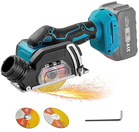 Mini scie circulaire sans balais 18 V batterie Li-Ion, 1000 W, 19500 tr/min, phase 0-45°, profondeur 22 mm, 2 lames de scie, idéale pour le bois, le métal tendre, le plastique