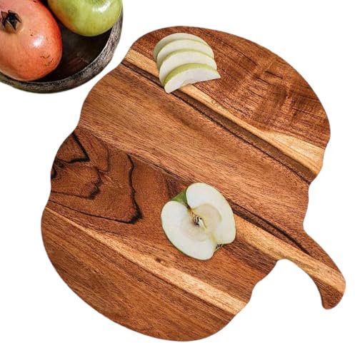 Tablas de madera para charcutería, tabla de cortar de cocina | Fuente de madera para servir de Halloween con forma de calabaza - Tabla de cortar de madera de cocina con mango para picar carne