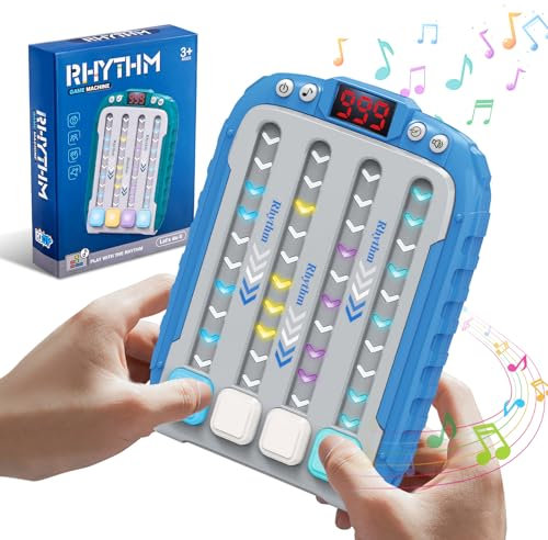 Electronic Music Rhythm Game Machine, Handheld Game for Kids, Travel Game Fast Press Push Game Fidget Toy, Autism Toy, Puzzle Game with Music & Light, Toys Gifts for Boys Girls Ages 3-12 (BLUE)