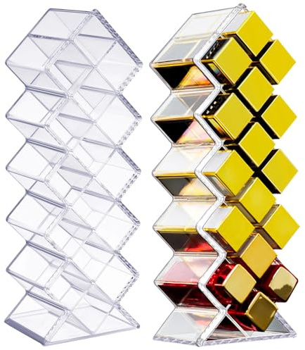 Rozer 2 Pack Acrylic Lipstick Holder Organizer 96 Slots Clear Lip Gloss Holder Organizers Stackable Fish Shape Tower Lipstick Case Display Stand Storage Box for Makeup Cosmetic Vanity Drawer