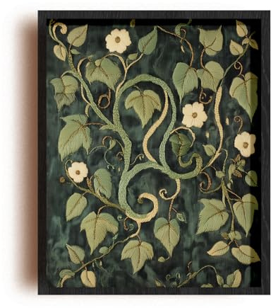 (Unframed) (12x16 Inch) Matte Wall Art Print Of Art Nouveau Embroidery of Twisting Vines - Eco-Friendly Poster, Custom Decor for Home, Office, Bedroom, Bath Room, Living Room, Dining Room, Made in US