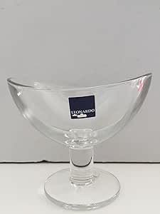 Generico Juego de 6 copas con tallo para helado o macedonia de cristal, forma ovalada, 12 x 13 cm