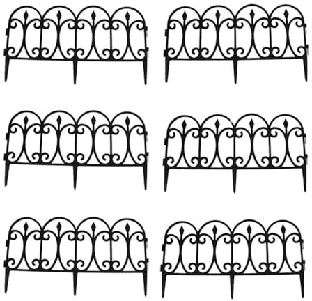 Ma Maison Gartenzaun 3,6 Meter 6 Stück 60 x 32 cm - für Blumenbeete, Zäune, Abgrenzungen, Einfassungen, stabil, widerstandsfähig, Zaun - schwarzer Zierrand
