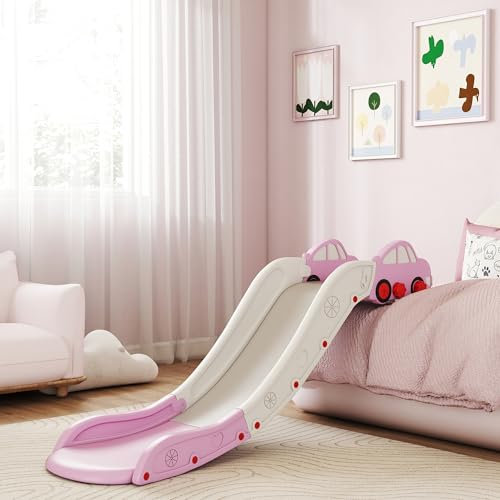 AIYAPLAY Scivolo per divano, scivolo da interno per bambini con lunghezza estesa per letto, scale, facile da montare e riporre, rosa