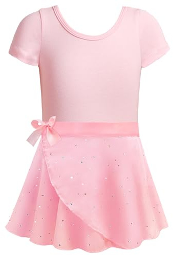 Maillot de ballet para niñas con falda desmontable, corbata combinada, mangas con volantes, vestido de ballet de 2 a 12 años, Rosa., 2-3 años