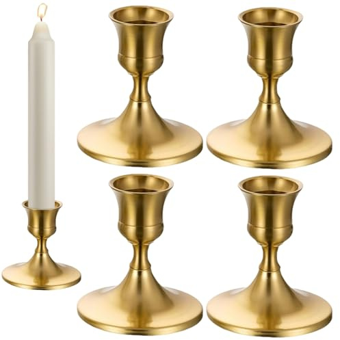 4 Kerzenständer Gold, Stabkerzenhalter Gold Für Hochzeit, Weihnachten, Tischdeko, Vintage Kerzenständer Golds, 2.8 X 2.6 In Für Romantische Atmosphäre