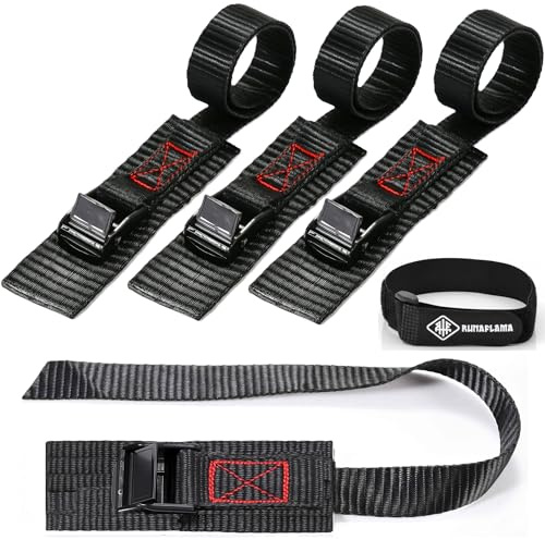 RUNAFLAMA - Cinchas de Amarre Pequeñas con Protección - Eslingas de Amarre para Portabicicletas Portón Trasero, Bola y Techo del Coche - Cintas Sujeción a Soporte Bicicleta Pared - 4 Correas de 35cm