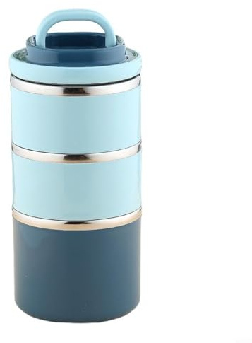 CNANRNANC 3 Tier Stackable Lunch Box Made of Stainless Steel with Insulated Bag and Leak Proof Silicone Seals for Convenient Meal Storage (Blue)