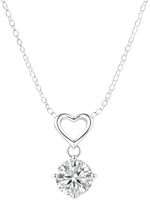 Hello Diamond Collana da donna con ciondolo a forma di cuore, in argento sterling 925, con pietra di moissanite, 45 cm, Zierlich, Argento sterling, Moissanite