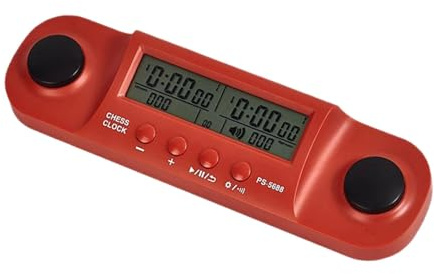 Perfeclan Orologio da Scacchi, Timer Internazionale per Scacchi, Suono Regolabile, Funzione di Memoria Professionale compatta, Timer per Giochi da Tavolo per, Rosso