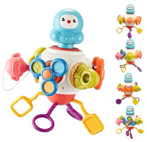 AMFUN Montessori Cubo Juguetes Educativos, 8 in 1 Jeux Montessori Busy Board Cubes, Bebes 6 12 18 Meses, Sensoriales Juegos de Actividade, Regalo de cumpleaños