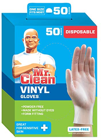 Mr. Clean Disposable Vinyl Gloves, 50 Count (Pack of 1)