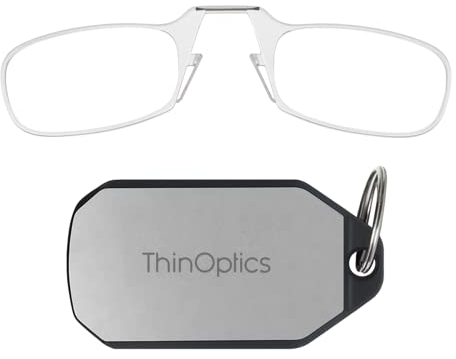 ThinOptics Reading Glasses 2.50 Black Frames With Keychain Case - Compact Foldable Rectangular Glasses - Clip-on Nose - 2.50 Strength With Flex-Fit Technology