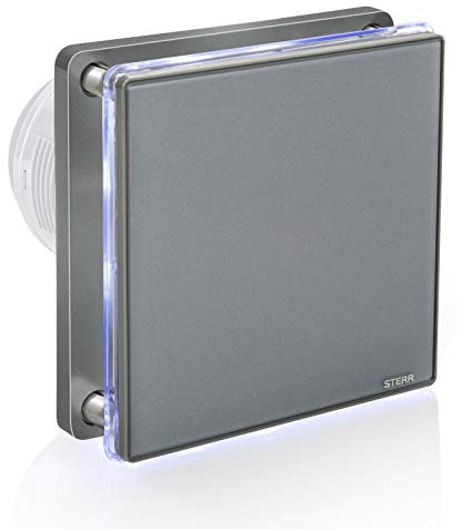 STERR Grå badrumsfläkt BFS100LT-G med LED-timer, 10 W - modernt utseende