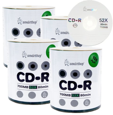 Smart Buy Logo CD-R 400 Pack 700mb 52x Blank Data Recordable Discs, 400 Disc, 400pk
