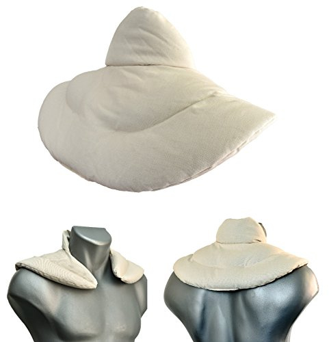Cuscino del collo, ecru. Cuscino cervicale. Cuscino termico con semi di lino (forno, microonde)