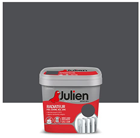 Julien Peinture Radiateur Acrylique, Fer, Cuivre, Alu, zinc - Direct sans sous-couche, Satin, Poivre, 0,75 L