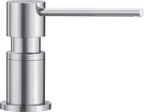 BLANCO LATO Spülmittelspender in PVD steel | Passend zu allen BLANCO-Küchenarmaturen | Bequem von oben zu befüllen | Spüli | Seifenspender | 35 mm Lochbohrung erforderlich | Flascheninhalt 300 ml