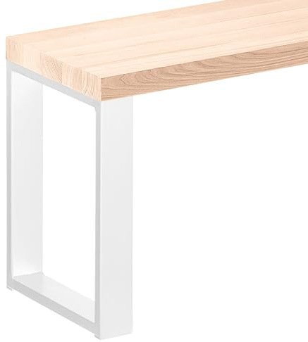 LAMO Manufaktur Banco para Mesa de Comedor 30x140x47 cm (Ancho x Largo x Alto), Patas para Muebles Modelo Simple Blanco/Asiento En Bruto, LSB-01-A-001-140-9016S