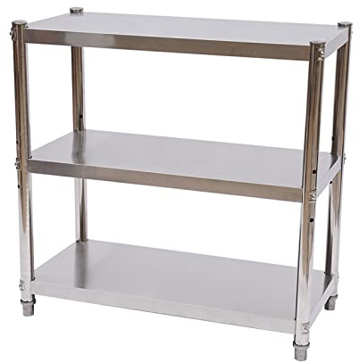 DiLiBee Edelstahlregal 3 Etagen Standregal aus Edelstahl Küchenregal Haushaltsregal Bäckerregale Schwerlastregal für Küche 80x80x40cm