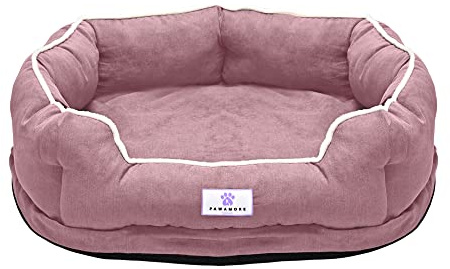 Pawamore Memory Foam Pet Orthopaedic Comfort Calming Nest Sofa Cat Dog Bed (Small - Medium | 55 x 45 x 20cm, Pink)