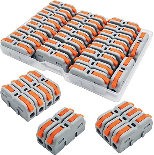 Kabelverbinder, CESFONJER SPL-1M Anschlussblöcke, Mini Schnellanschlussklemmen, Kompakt Steckklemmen, Können frei kombiniert Werden SPL-2M,3M,4M,5M (25 Stück)