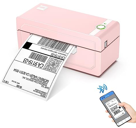 JADENS Bluetooth Thermal Label Printer 4x6, Pink Wireless Shipping Label Printer for Small Business & Packages, Compatible with iOS, Android, Mac, Windows, Amazon, Etsy, Ebay, Shopify