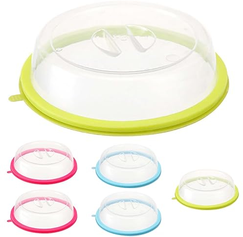 Rhinenet 6PCS Microwave Cover Plate Covers Microwave Lid Microwave Food Cover Silica Gel Safe Easy to Clean for Refrigerators Microwave Ovens Refrigerator Food 7.87x1.96 inch (Blue, Green, Rose red)