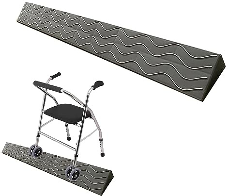 TRUNXUCL Rise Threshold Ramp, Ramps for Wheelchair Scooter Sweeping Robot, Non-Slip Textured Surface, Suitable for Doorways, Stairs, Steps, Curbs (Color : Grå, Size : 100x8x2.5cm)