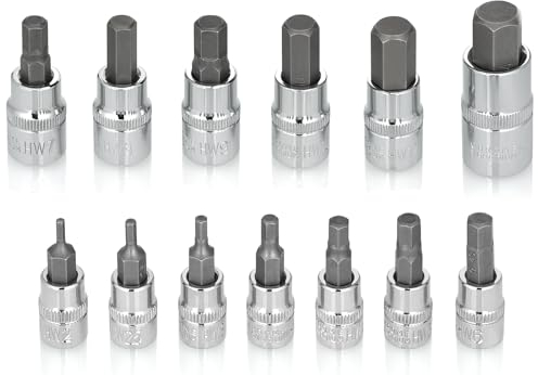 oumuik Juego de 13 llaves hexagonales métricas de 2 mm a 14 mm para máquina herramienta, acero de aleación S2 de para llaves dinamométricas y taladros