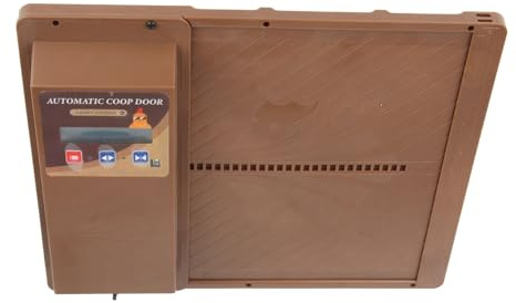 Automatisk Hönshusdörr Solar Hönshusdörr USB Horisontell öppning Timing LED-display Ljussensor Skydda fjäderfä Fjärrkontroll för Gård (Brun)