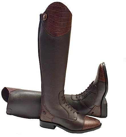 Rhinegold Mixte Extra Short De-Luxe Long Leather Horse Riding Boot Bottes d'équitation Longues en Cuir Courtes, Marron, 5 (EU38) Calf 2