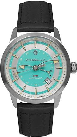 UMF RUHLA Automatikuhr mit Kalbslederband Limited Edition Türkis Colani mit Colani-Zeiger 1364-6- Made in Germany