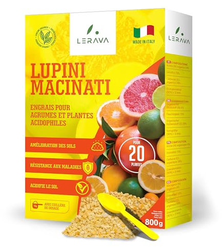 LERAVA® Lupini macinati per limoni - [Acidificante Suoli] - 800g - 100% Biologico - concime per limoni - resistenza alle malattie - azione rapida - concime per agrumi - Made in Italy