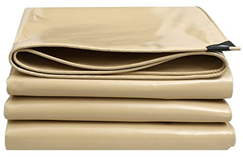 Waterproof Tarpaulin 0.40mm Thick Beige - Heavy Duty Rainproof Canopy Tent for Camping Garden Furniture - Durable Outdoor Shelter with Eyelets & Ground Sheet
