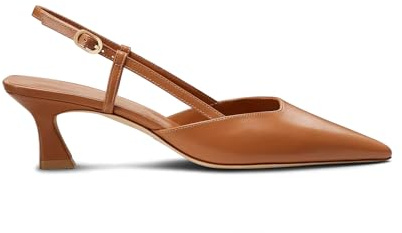 Lhamo Latso SlingBack Pump Shoes for Women with 2 Inche Heel, Tan, 6 UK