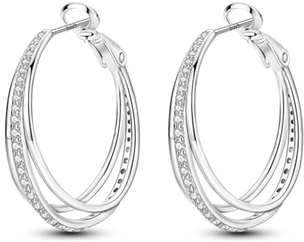 CYMYSS Örhängen Dam Silver 925, Klassiska Creoler i Sterling Silver, Små Ringar för Kvinnor och Flickor, Minimalistiska Smycken Present