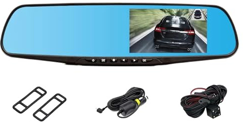 Videocamera per auto, per guida, con anteriore e posteriore, schermo grandangolare da 4,5 pollici, monitor in reale, visione notturna, per minivan, camion, berlina, viaggi, viaggi su