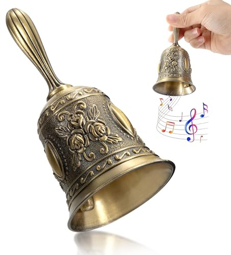 Campana de Mano Clásico Campana de Llamada de Metal para la Escuela Servicio de Hotel y Decoración Bronce